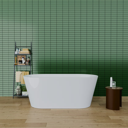 Niva  59" Glossy Acrylic Freestanding Soaking Bathtub - White