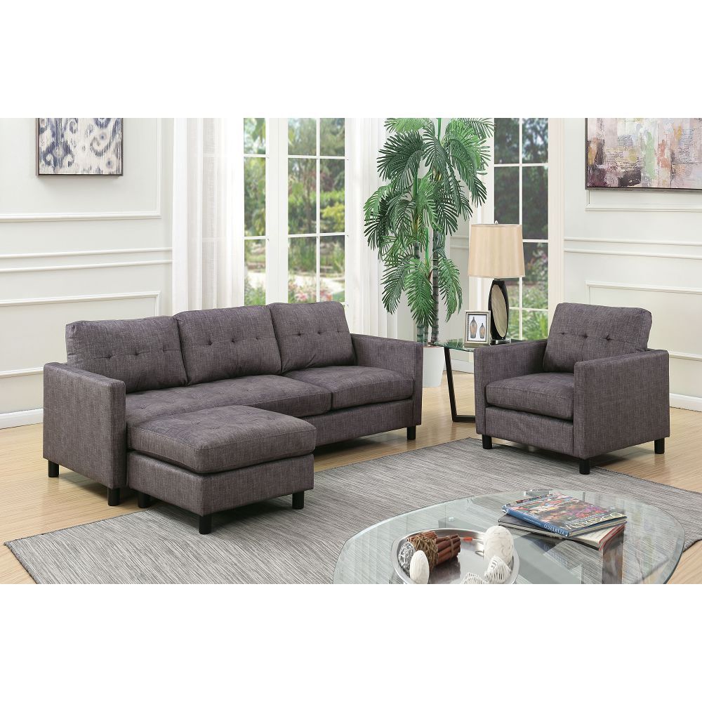 Ceasar Fabric Sectional Sofa - Gray