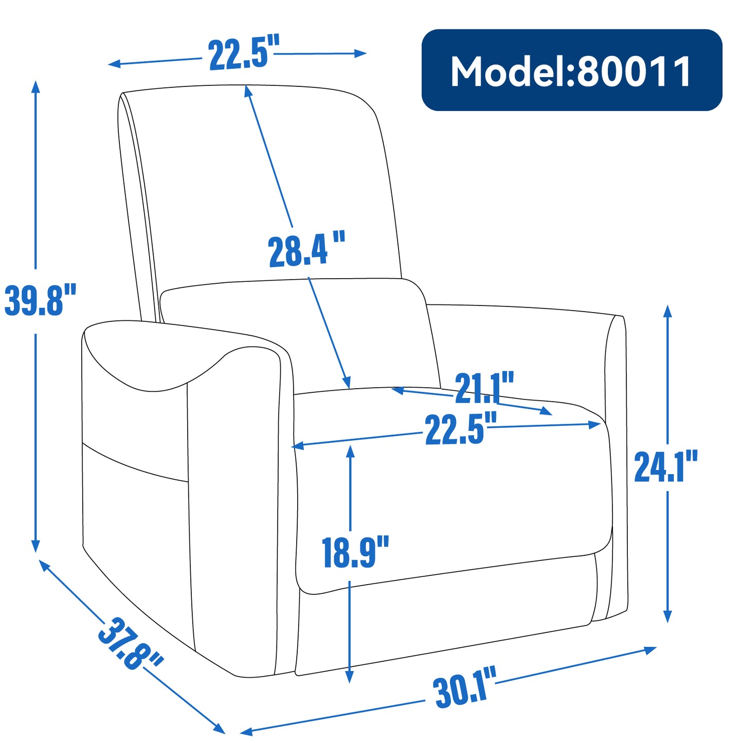 Spencer Swivel and Rocker Power Recliner Chair - White