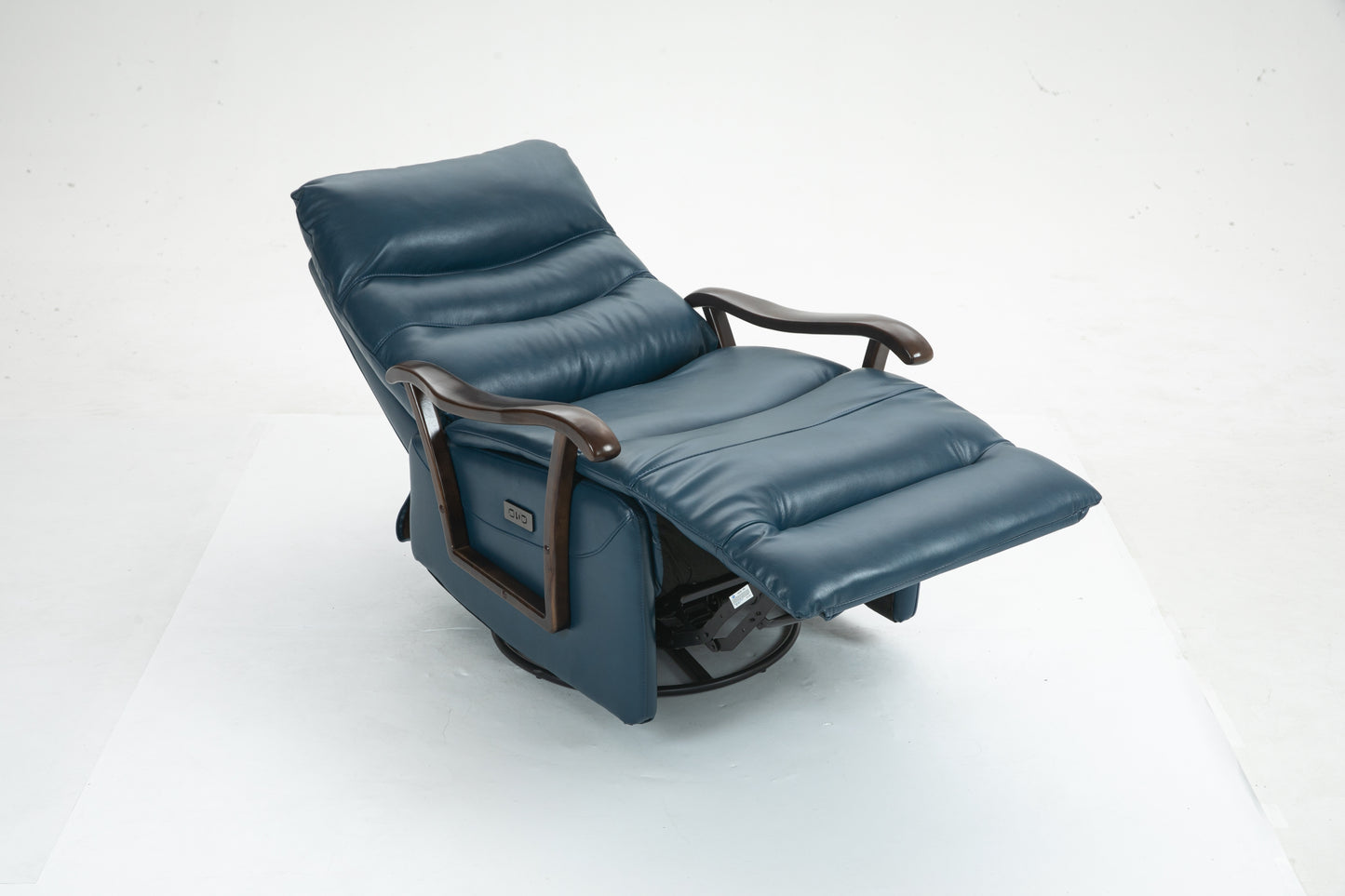Berry Swivel Rocker Recliner Power Glider Chair with Solid Wood Armrests - Blue