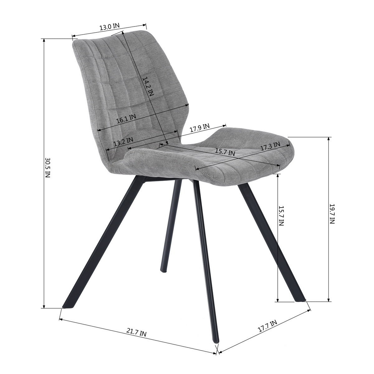 BuBu Fabric Dining Chairs (Set of 2) - Gray