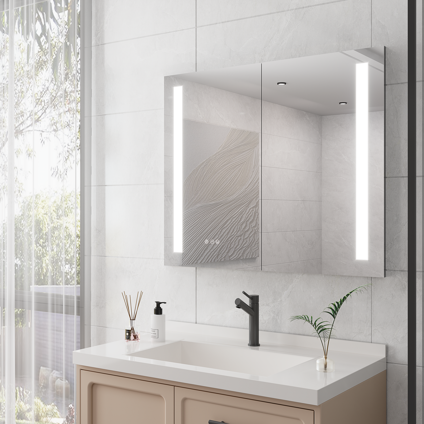 Nook Medicine Cabinet with LED Vanity Mirror