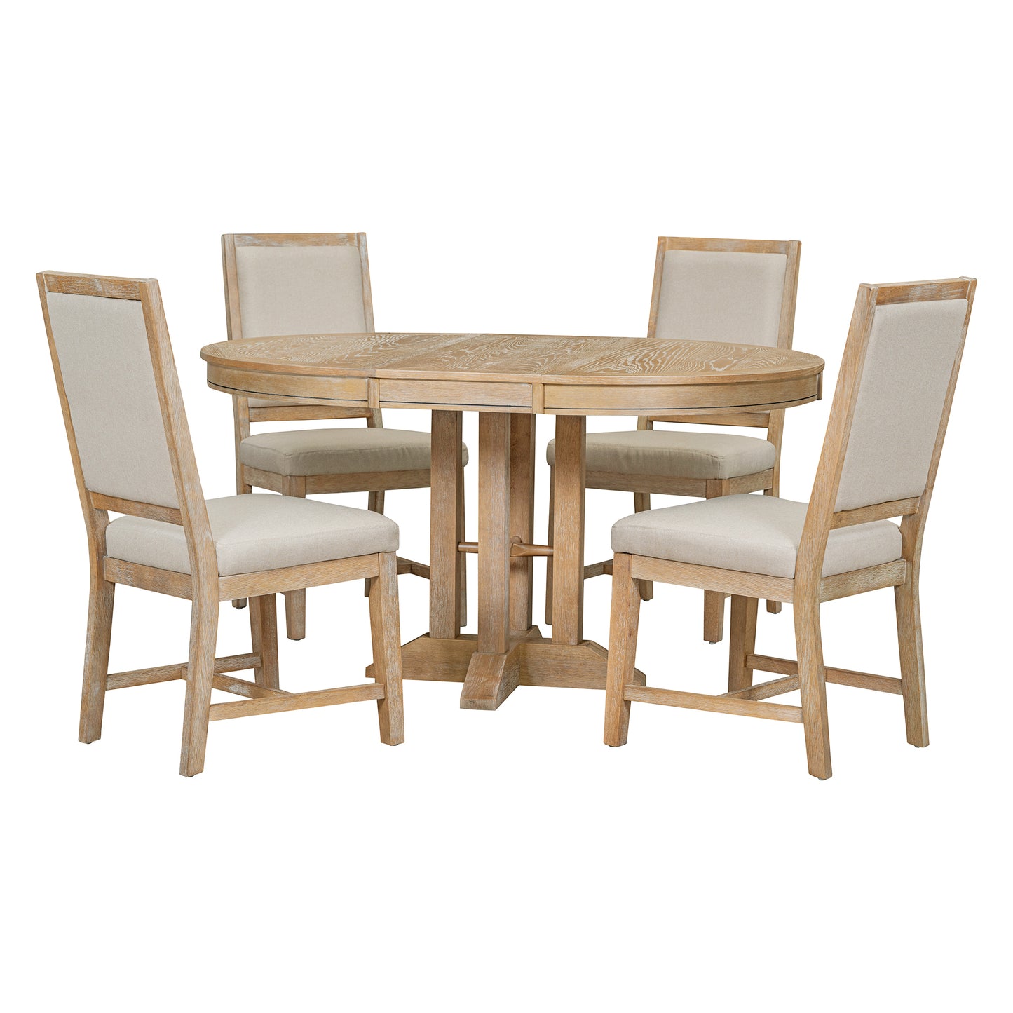 Alba 5pc Dining Set Extendable Table 4x Side Chairs - Natural