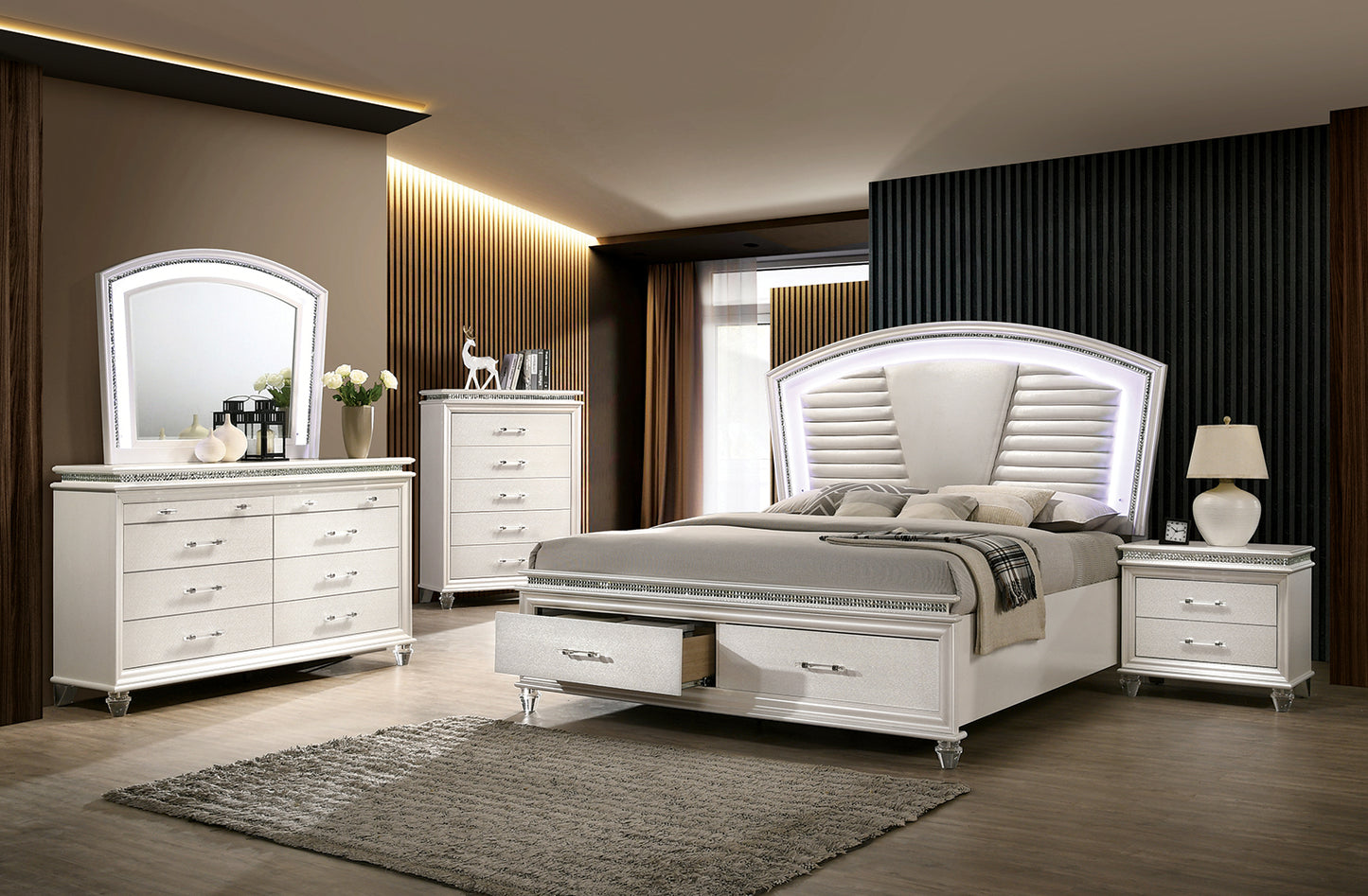 Perla Solid wood Nightstand - White
