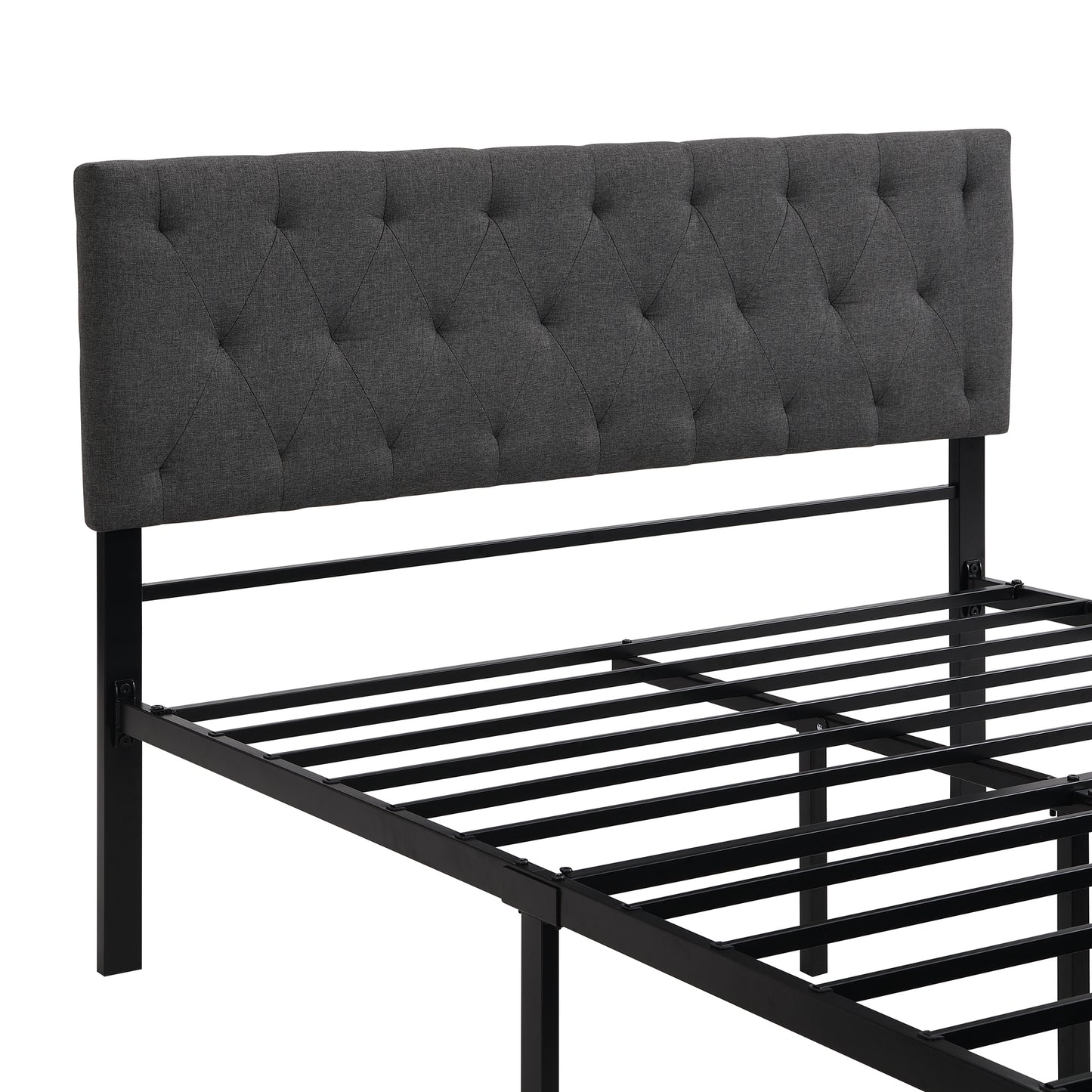 Apex Full Size Storage Bed Metal Platform Bed with Drawer - Gray