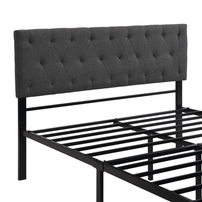 Apex Full Size Storage Bed Metal Platform Bed with Drawer - Gray