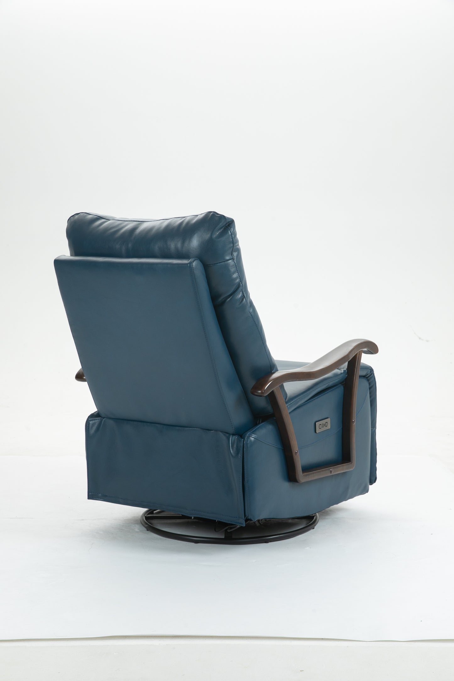 Berry Swivel Rocker Recliner Power Glider Chair with Solid Wood Armrests - Blue