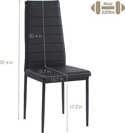 Ardis Fabric Dining Chairs with Metal Leg (Set of 6) - Black