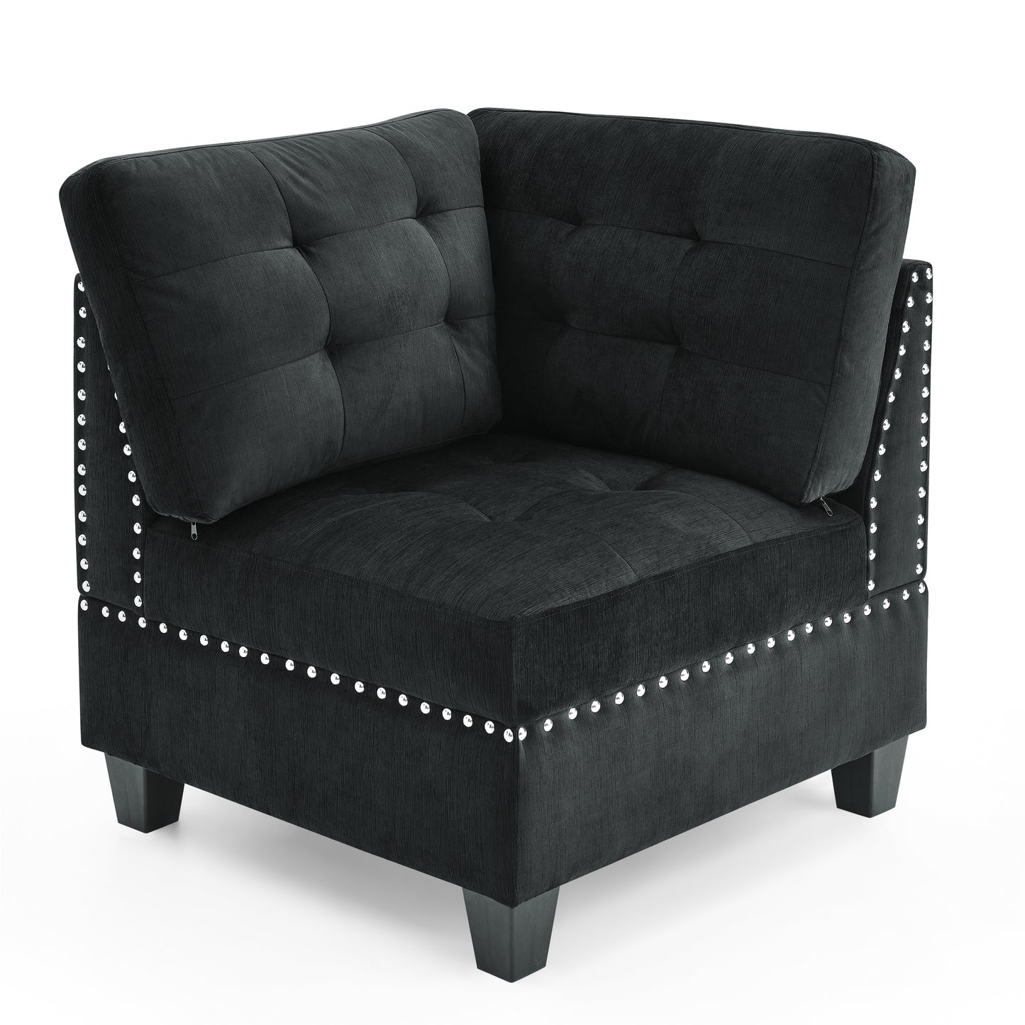 Supa Modular Sectional Velvet Sofa Set 2 - Black