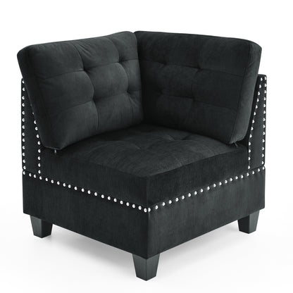 Supa Modular Sectional Velvet Sofa Set 2 - Black