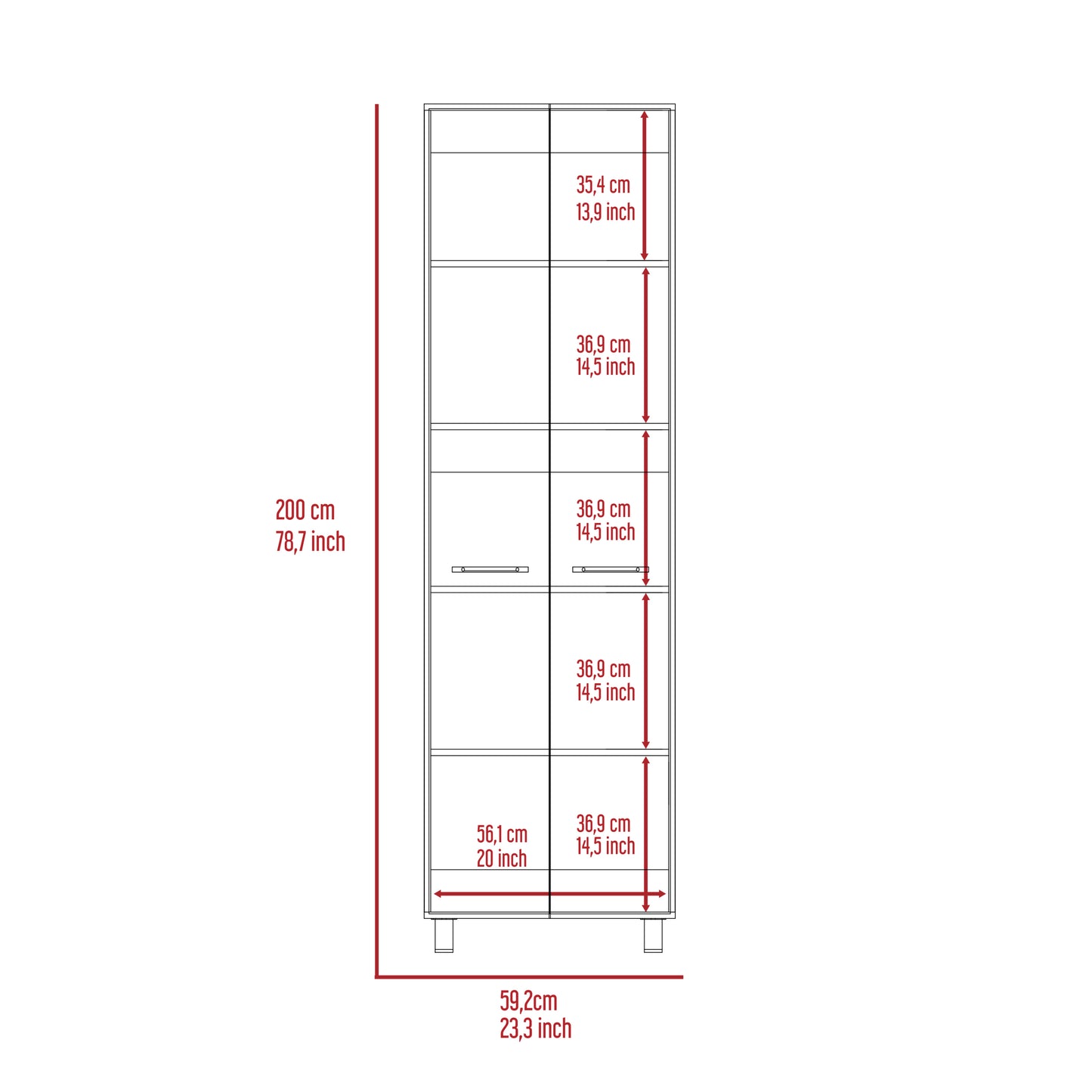 Nalani Rectangle Pantry Cabinet - White