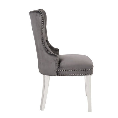 Erica Dining Velvet Chair with Golden Leg (Set of 2) - Dark Gray
