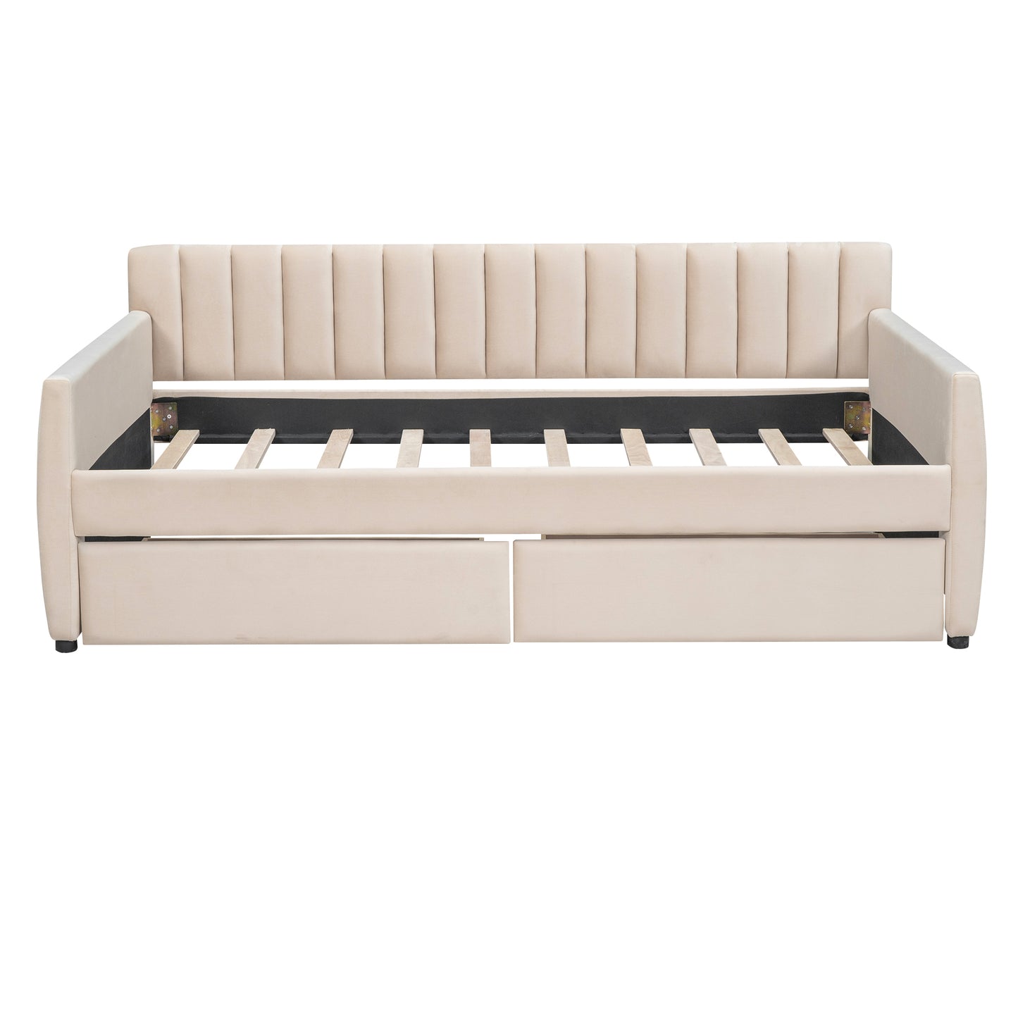 Xena Twin Size Upholstered Daybed with  Drawers - Beige