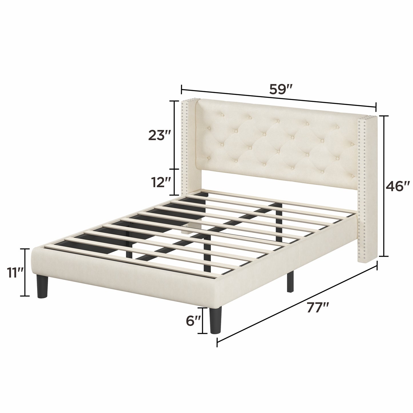 Voss Full Size Platform Bed Frame - Beige