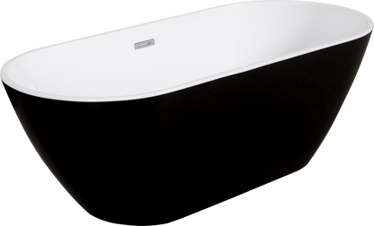 Sleek  59" Acrylic Freestanding Soaking Bathtub - Black
