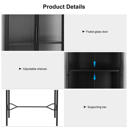 Renoe Tampered Glass Doors Cabinet - Black