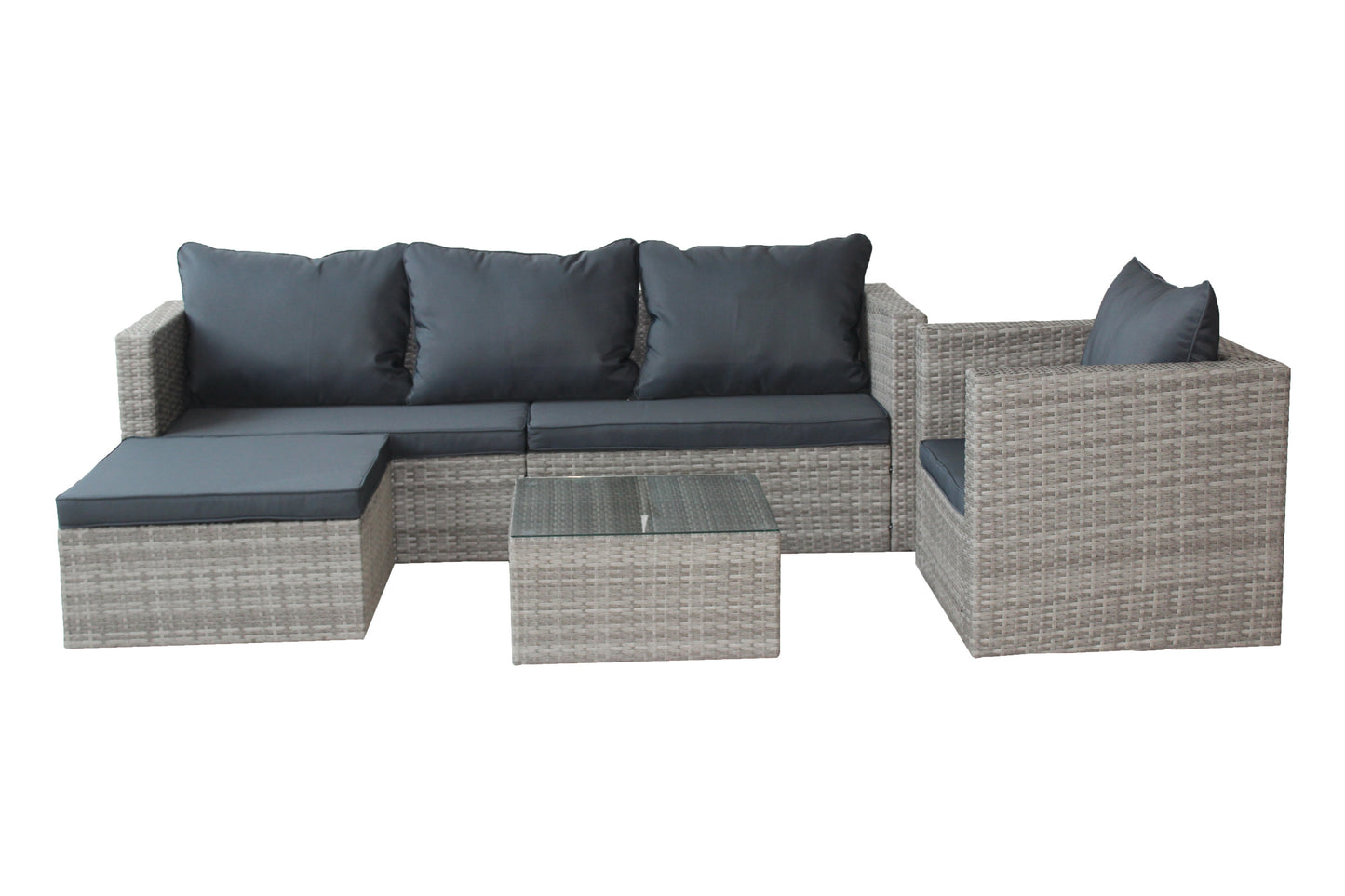 Durham 4 Pc Outdoor Patio Sectional Sofa Set - Gray