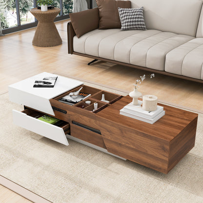 Duo Max Coffee Table - White&Walnut