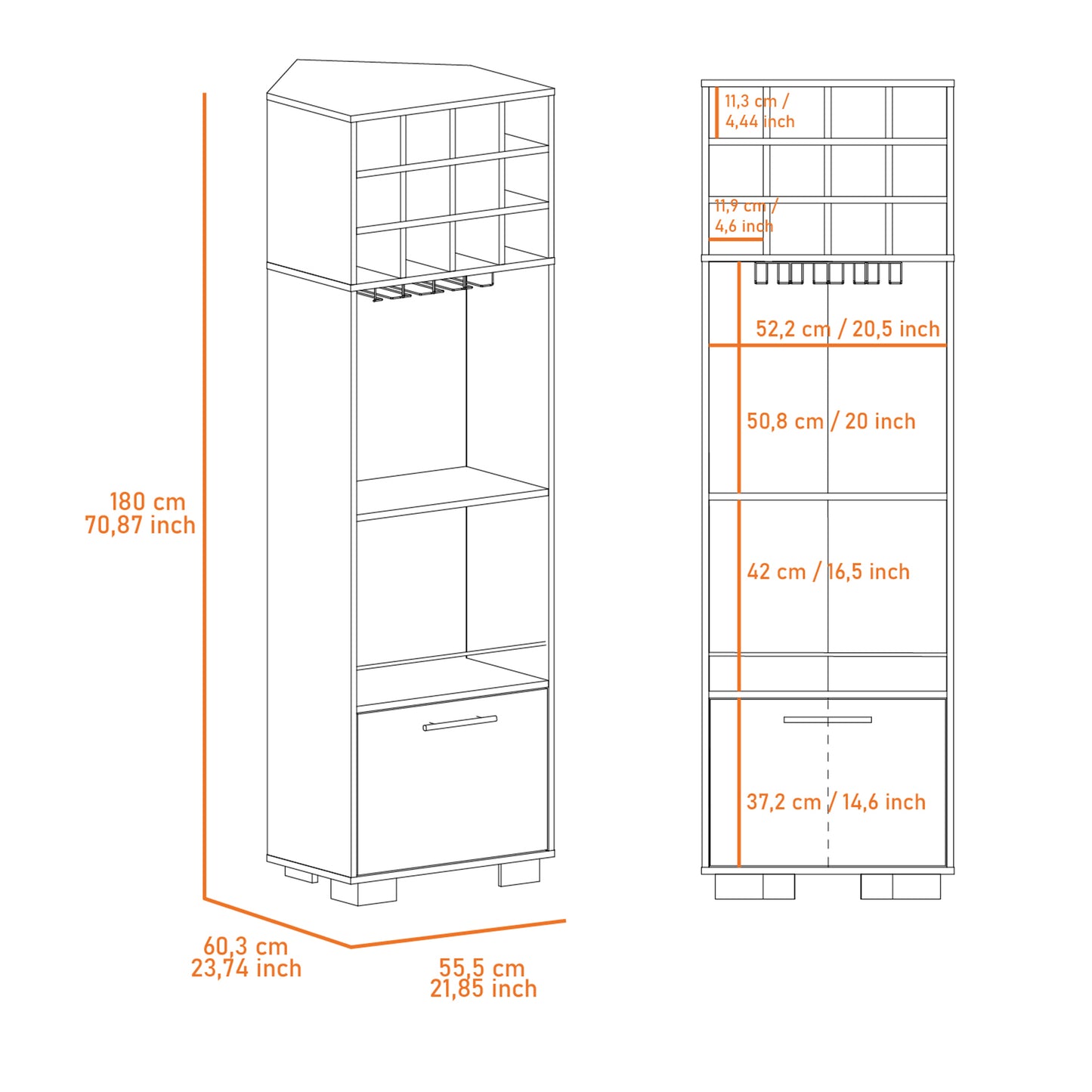 Jackson 12-Bottle 2-Shelf 1-Drawer Bar Cabinet
