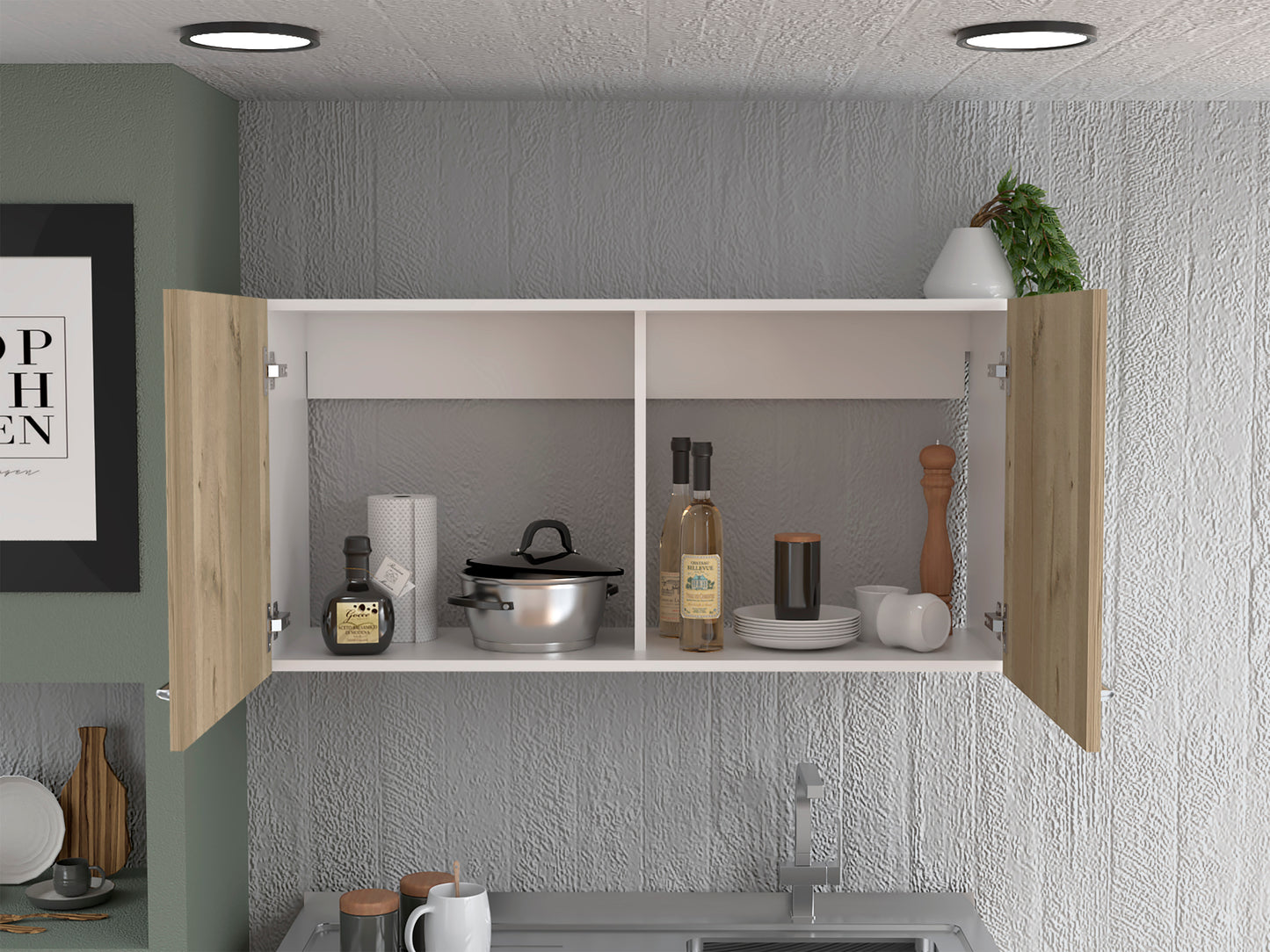 Napoles Double Door Wall Cabinet - Light Oak
