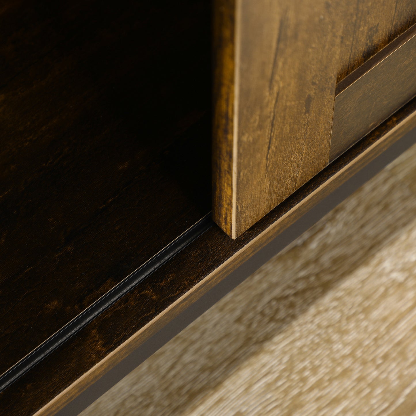Belle Farmhouse Sideboard Buffet Cabinet - Rustic Brown