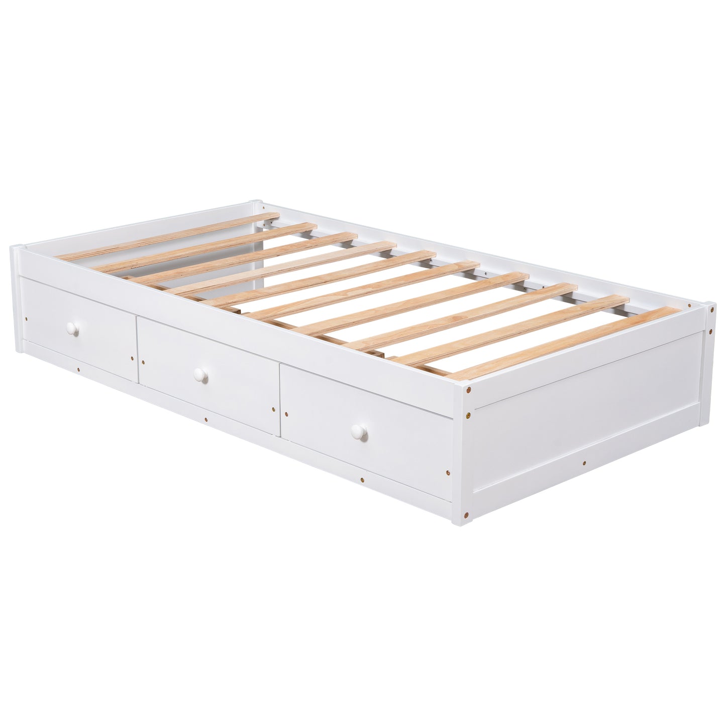 Oris Twin Size Wood Platform Bed - White