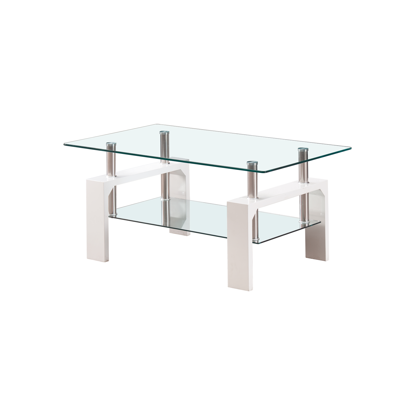 Pearl 2-Tier Coffee Table with Tempered Glass