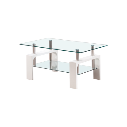 Pearl 2-Tier Coffee Table with Tempered Glass