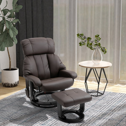 Harvey 360° Swivel Massage Recliner Chair with Ottoman - Brown