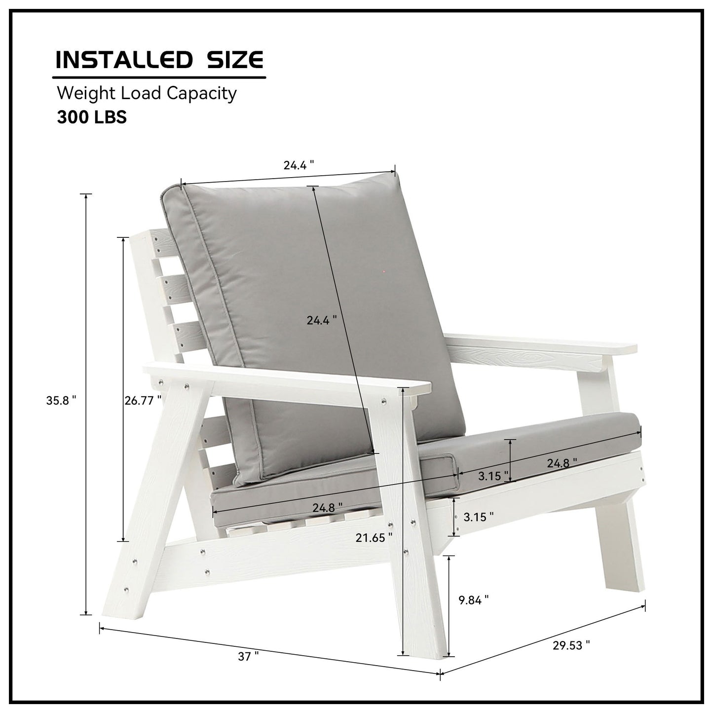 Micki Outdoor Single Sofa with Cushion - White/Gray