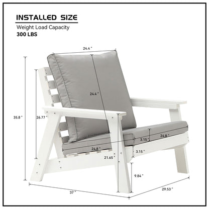 Micki Outdoor Single Sofa with Cushion - White/Gray