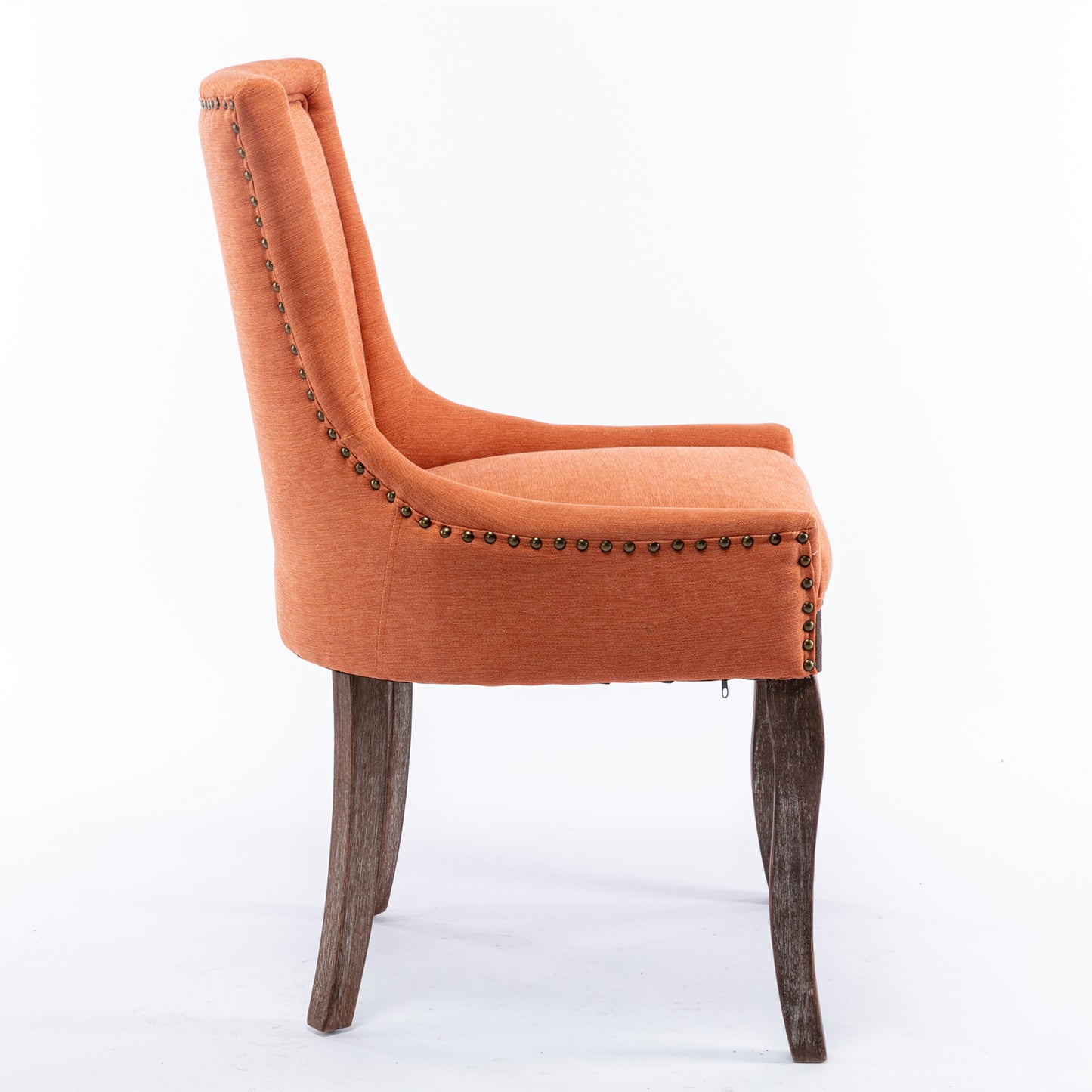 Harrison Dining Fabric Chair with Solid Wood Leg (Set of 2) - Orange