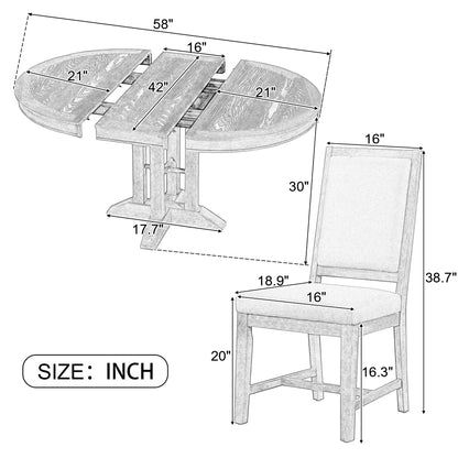 Alba 5pc Dining Set Extendable Table 4x Side Chairs - Natural