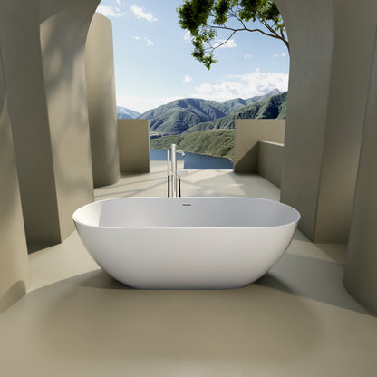 Era 69" Solid Surface Freestanding Bathtub - White
