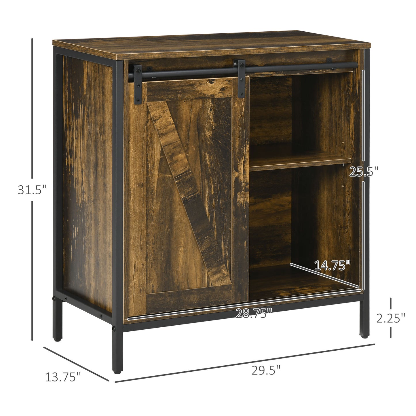 Belle Farmhouse Sideboard Buffet Cabinet - Rustic Brown