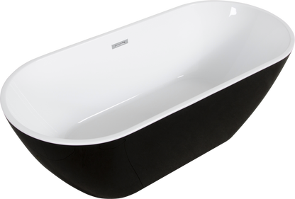 Sleek  59" Acrylic Freestanding Soaking Bathtub - Black