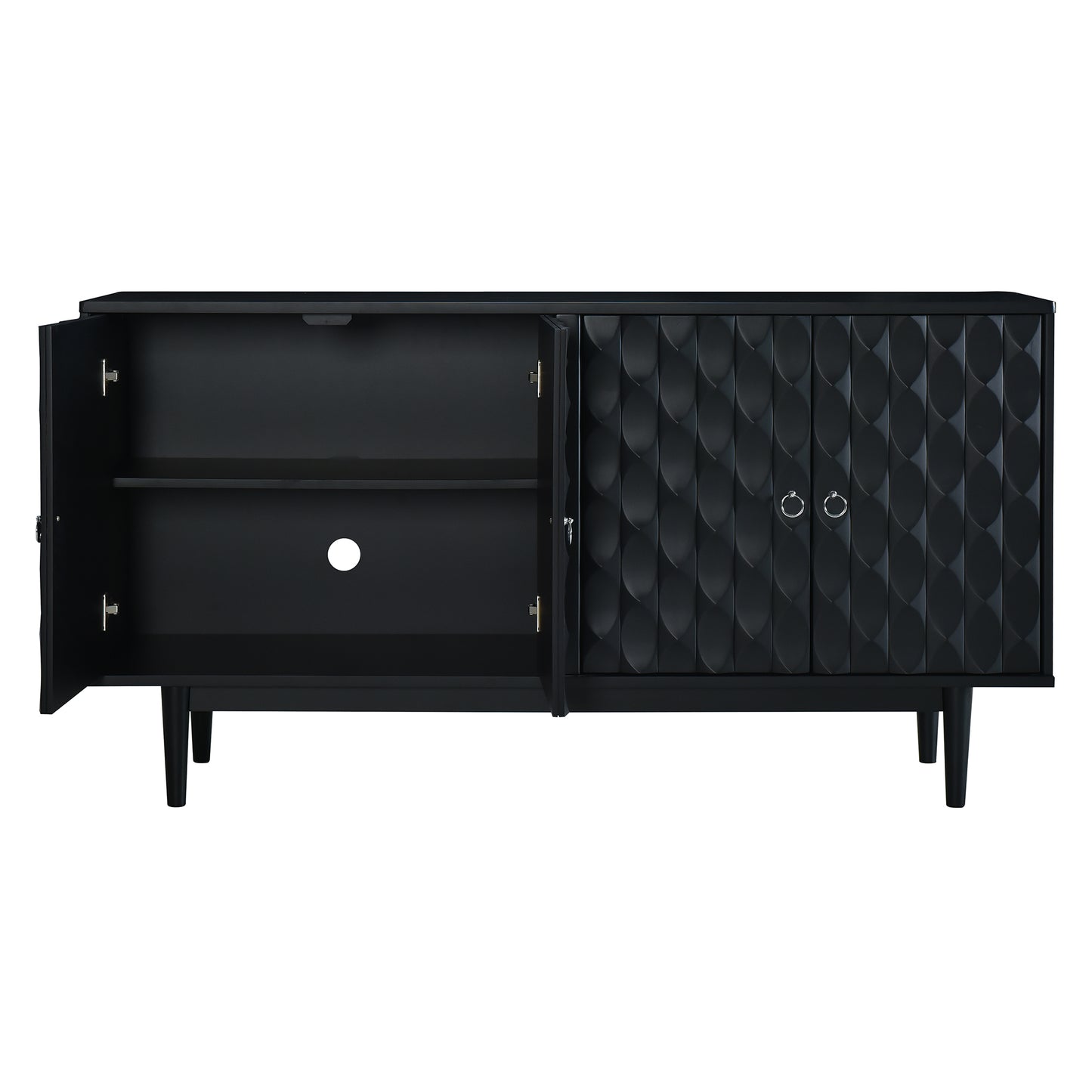 Celeste Convex Pattern Doors Sideboard Buffet - Black