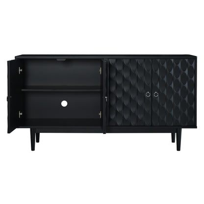 Celeste Convex Pattern Doors Sideboard Buffet - Black