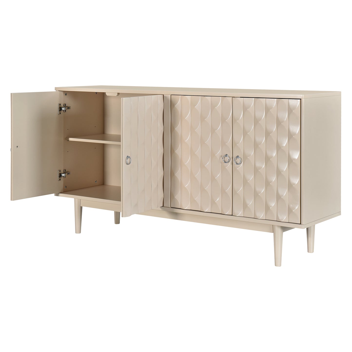 Celeste Convex Pattern Doors Sideboard Buffet - Almond