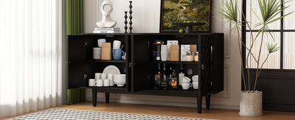 Celeste Convex Pattern Doors Sideboard Buffet - Black