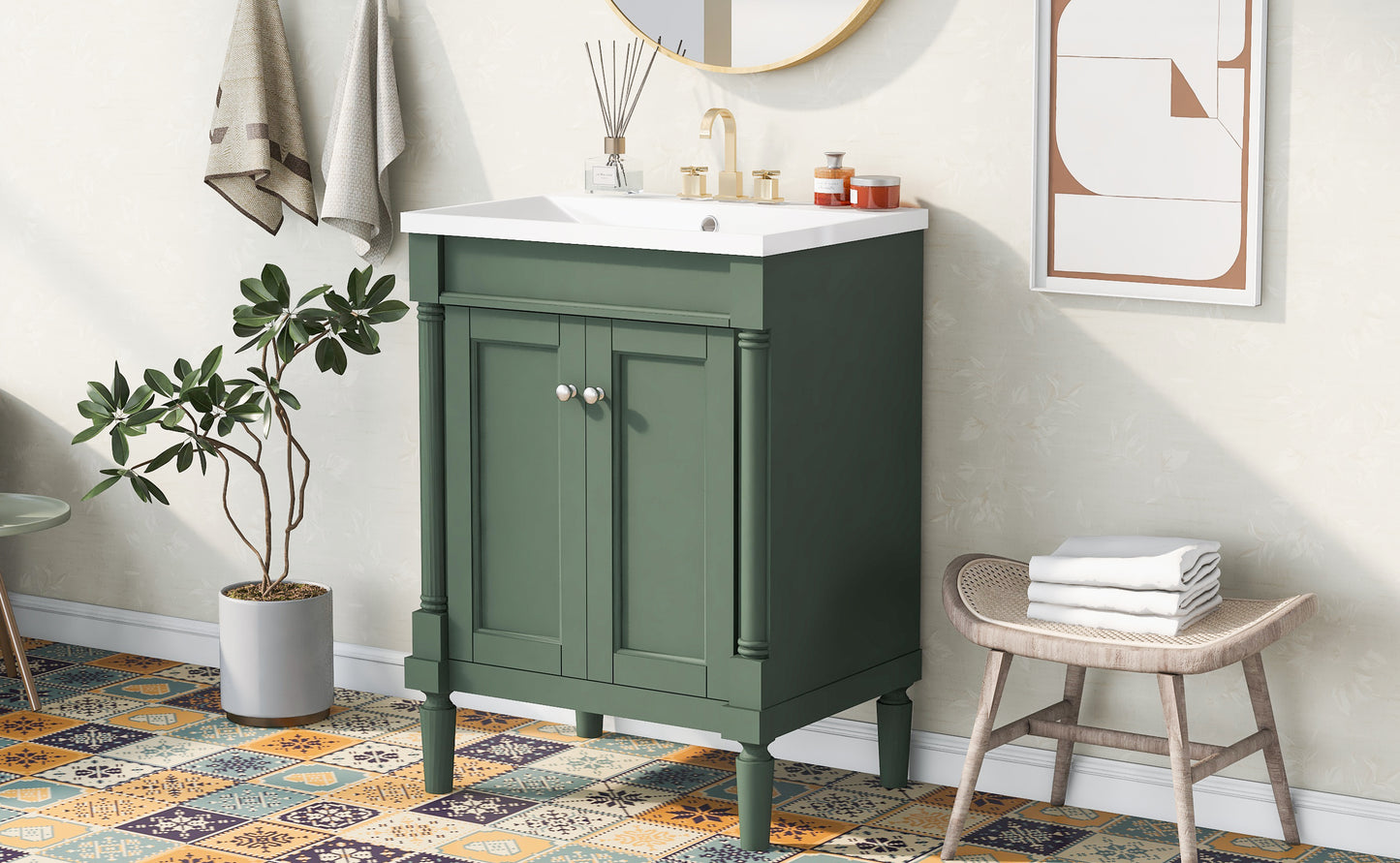 Modern Storage Bathroom Vanity with Top Sink
