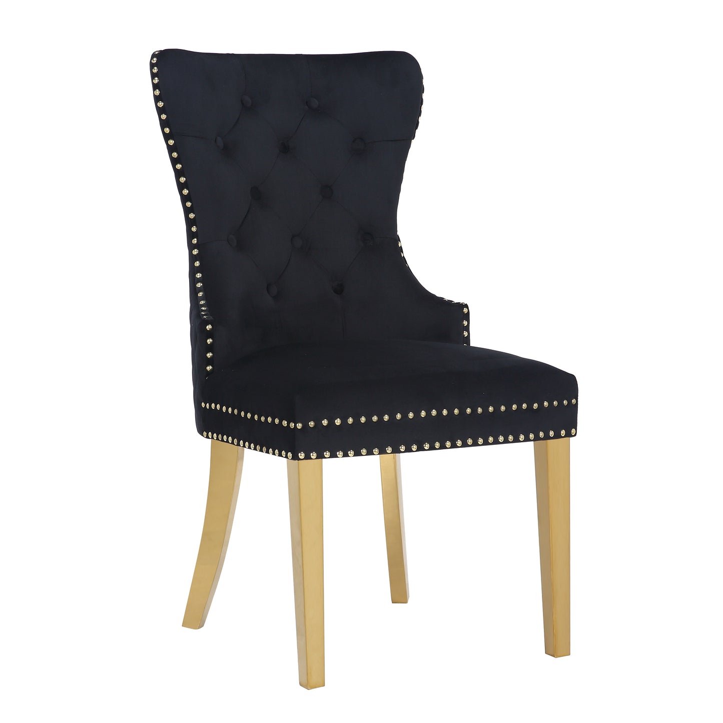 Newton Dining Velvet Chair (Set of 2)- Black