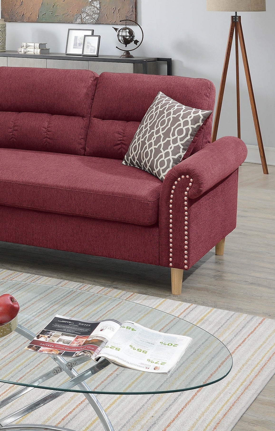 Esme Reversible Sectional Sofa Set  - Red