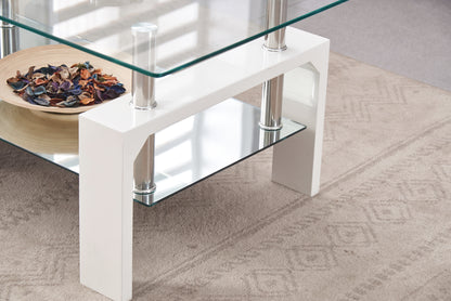 Pearl 2-Tier Coffee Table with Tempered Glass