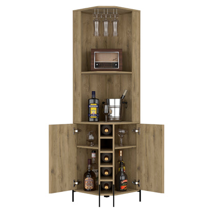Shopron Corner Bar Cabinet - Oak