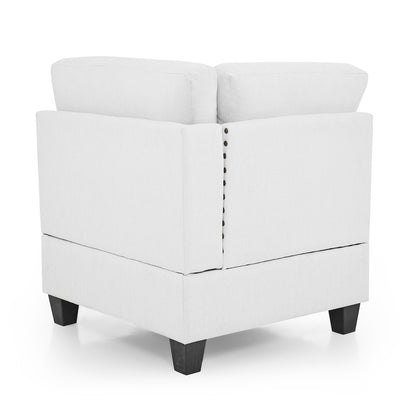 Molly Modular Sectional Sofa Three Single Chair ,Two Corner and Two Ottoman - Ivory