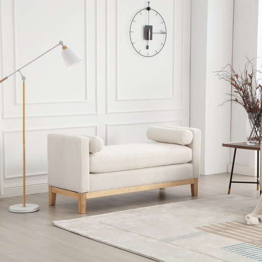 Bailey 56.7" Upholstered Bolster Bench - Ivory
