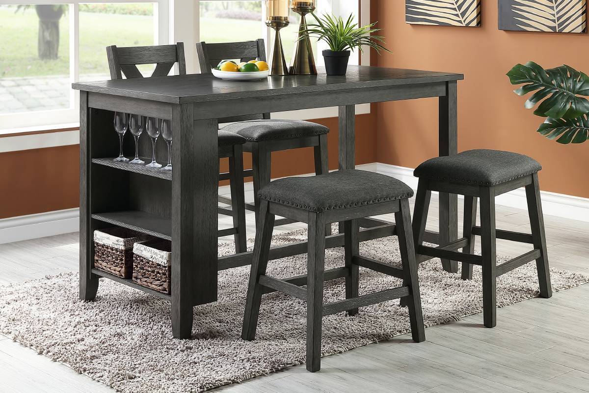 Cushion Seat Modern Contemporary Counter Stool - Grey Set of 2