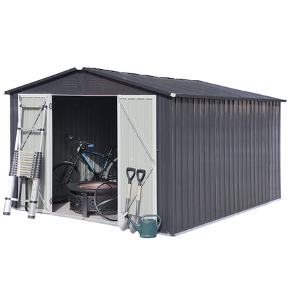 Homer 10 X 8 ft Metal Garden Sheds Outdoor Storage - Dark Gray