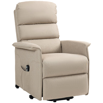 Moss Fabric Power Lift Recliner Chair - Beige